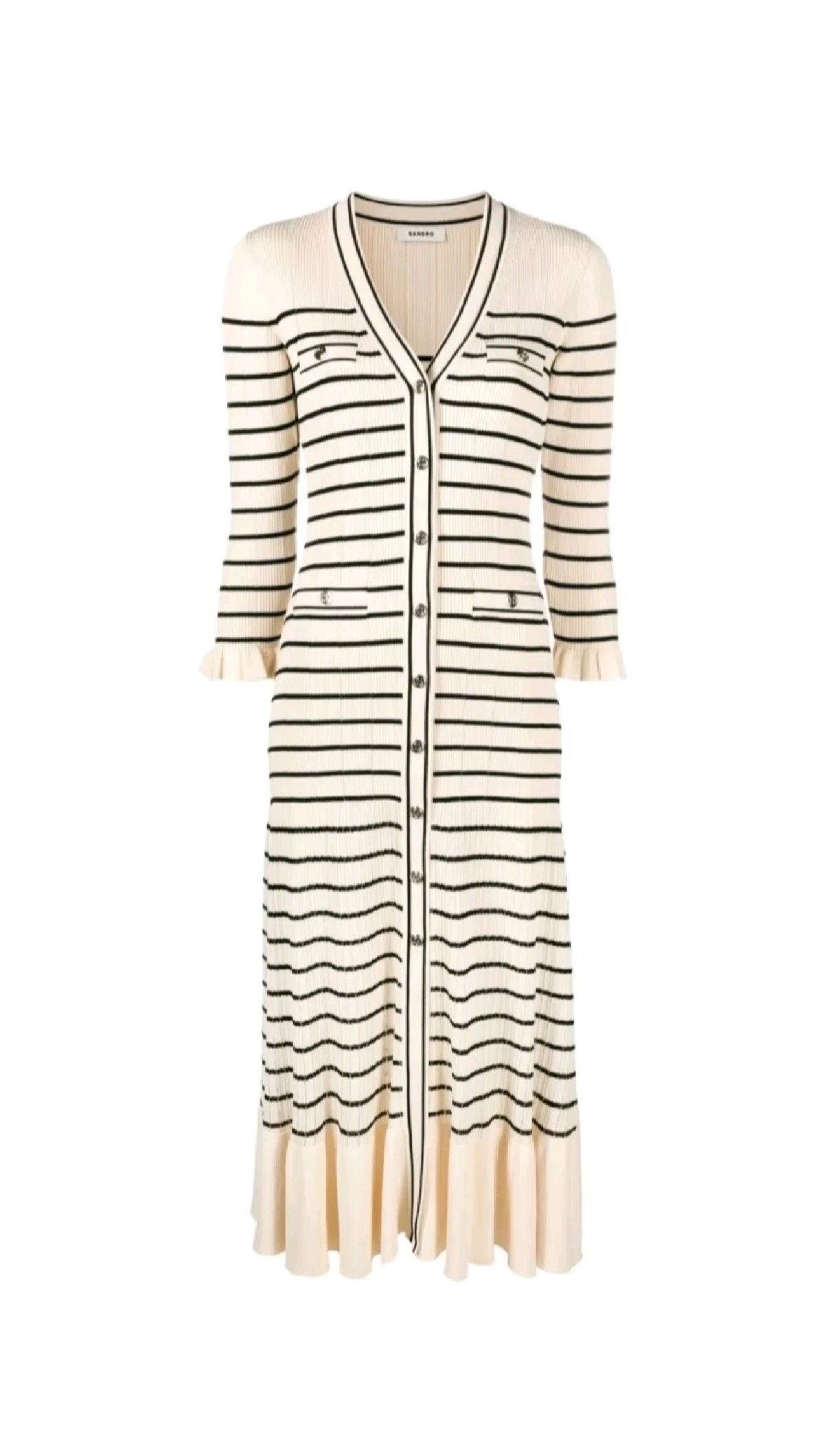 فستان ساندرو بيجي مخطط ردن طويل