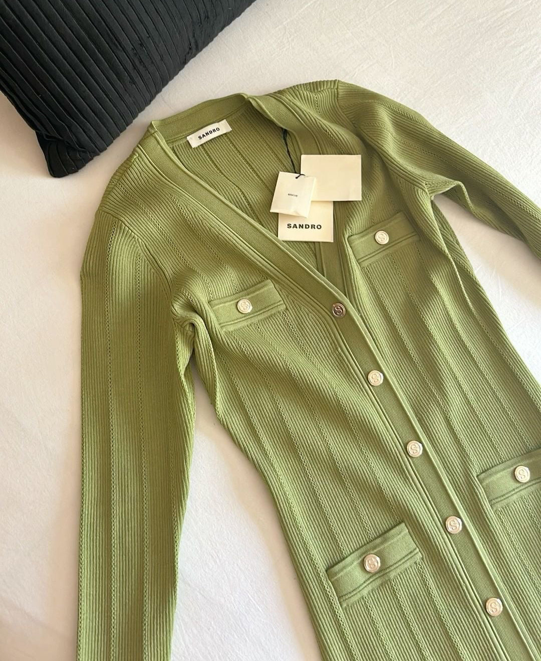 فستان ساندرو اخضر ردن طويل