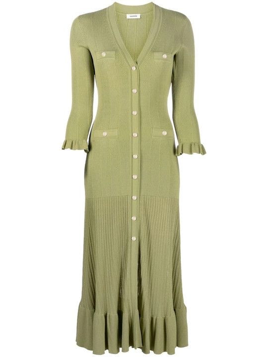 فستان ساندرو اخضر ردن طويل