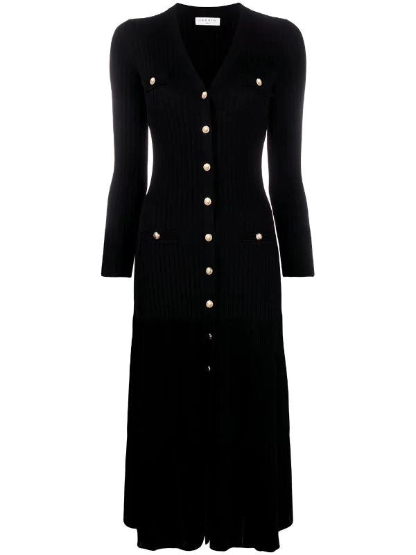 فستان ساندرو اسود ردن طويل