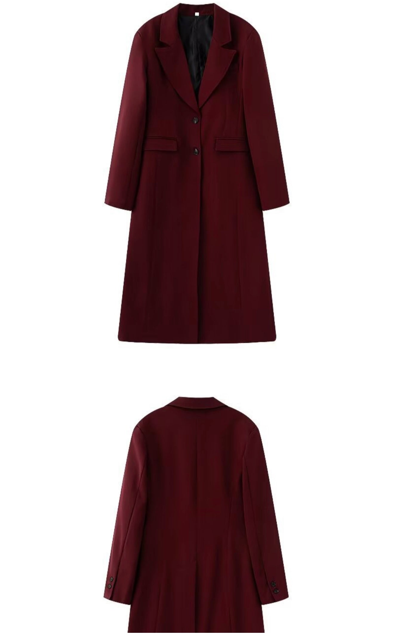 معطف نسائي طويل بلون ماروني عامق أنيق – ستايل كلاسيك شتوي