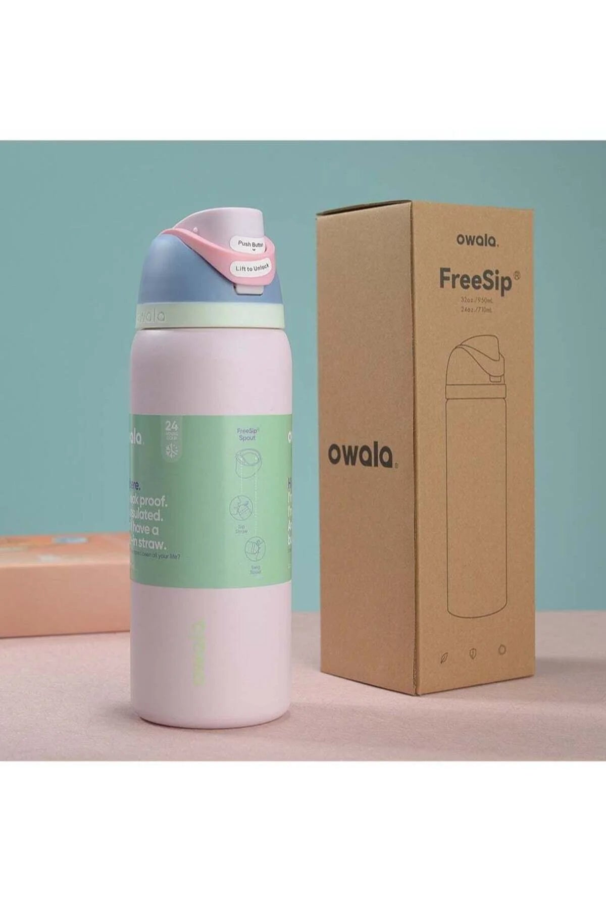 مك اولا الاصلي لون بينك فاتح ستانلس ستيل مع غطاء محكم – يحافظ على حرارة المشروبات لفترة طويلة